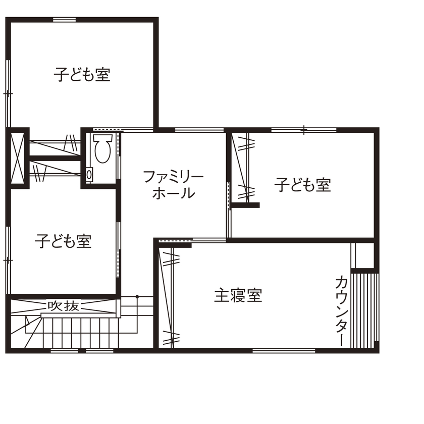 ゆめすみか（吉村一建設） 【3000万円台／大阪／豊中市／間取り有／全館空調】冬でもTシャツで心地いい！ホテルライクな家事ラクの家の間取り図（4LDK）2階