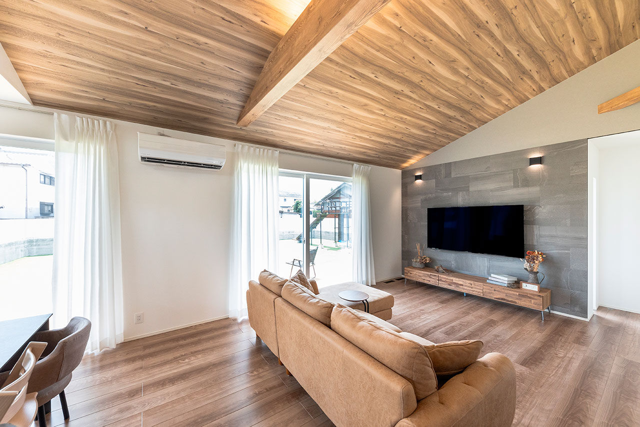 ゆめすみか（吉村一建設） 【大阪/ダブル断熱】勾配天井で広がりを生み出した、家族がのびのびと過ごせる平屋の建築実例画像3