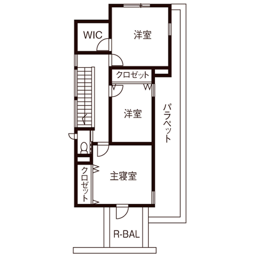 ゆめすみか（吉村一建設） 【4000万円～/大阪/豊中/間取り図有/全館空調】大開口を設けた、年中心地いいホテルライクなくつろぎの邸宅の間取り図（4LDK）2階