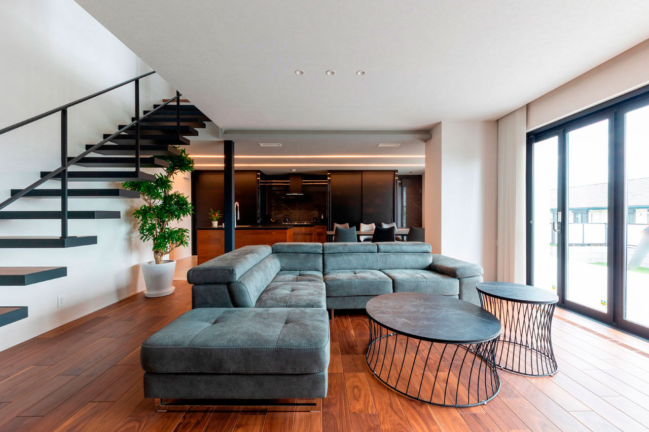 ゆめすみか（吉村一建設） 【4000万円～/大阪/豊中/間取り図有/全館空調】大開口を設けた、年中心地いいホテルライクなくつろぎの邸宅の建築実例画像