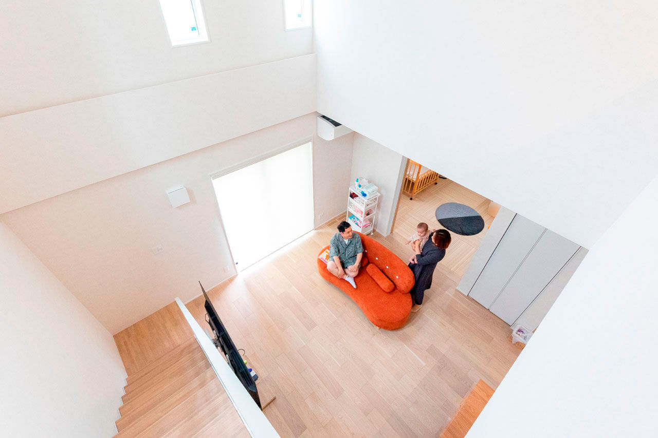 ゆめすみか（吉村一建設） 【2000万円台/大阪/間取り図有】鉄骨階段×吹抜けのある、明るい光に満ちた家族がのびのびと暮らす家の建築実例画像