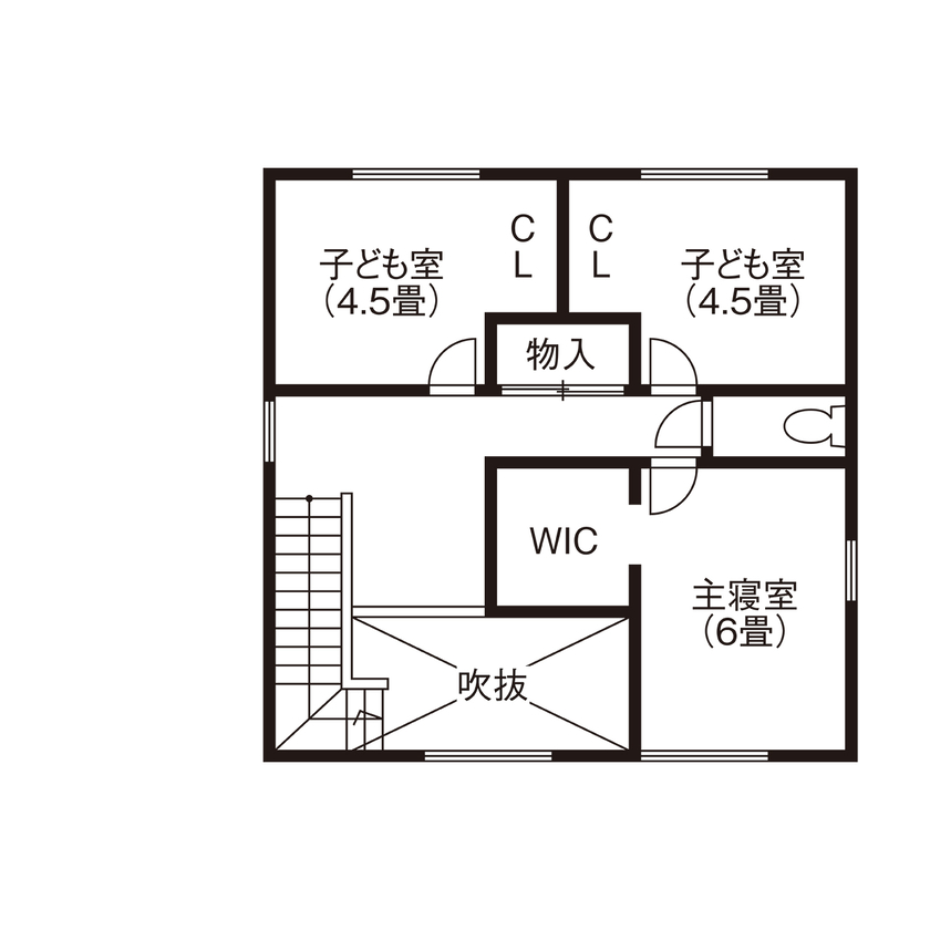 hygge/渡辺工務店 家族がいつまでも健やかに暮らせる、この家から始まるかけがえのない暮らしの間取り図（4LDK＋タタミコーナー）2階