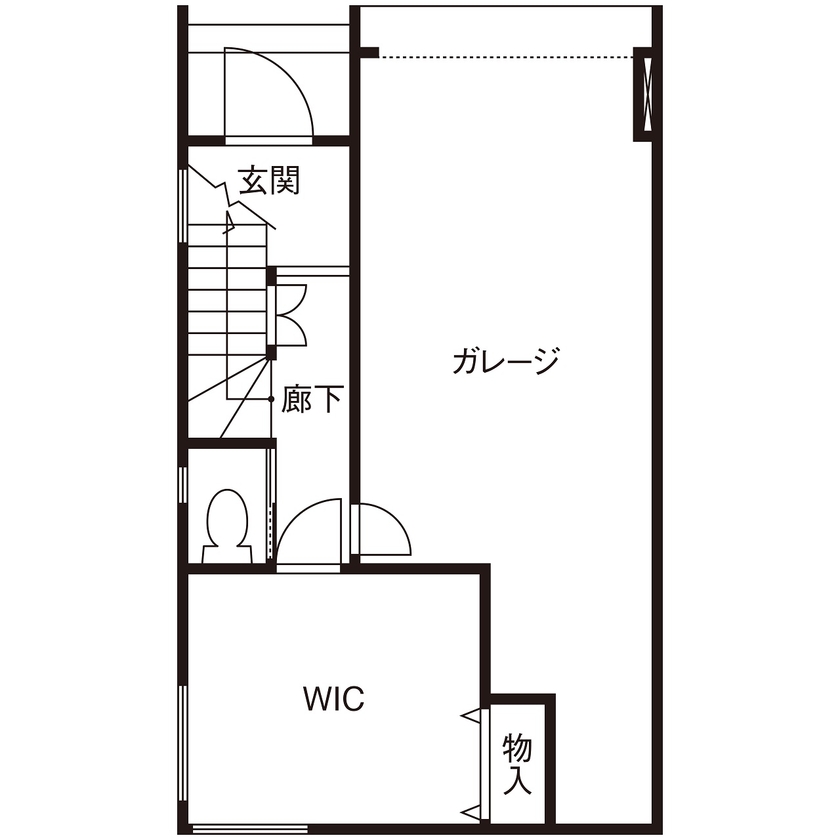 本間工務店 【松戸市/1000万円台/狭小地/2階リビング】敷地を無駄なく活用したビルトインガレージのある住まいの間取り図（1LDK＋ロフト）1階