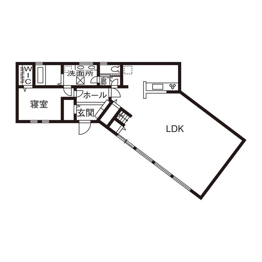本間工務店 【船橋市/2000万円台/間取り有】家族6人が快適に暮らせる工夫が詰まったシンプルでホテルライクな住まいの間取り図（5K以上）1階