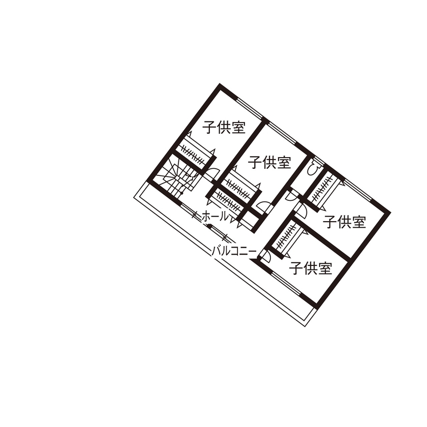 本間工務店 【船橋市/2000万円台/間取り有】家族6人が快適に暮らせる工夫が詰まったシンプルでホテルライクな住まいの間取り図（5K以上）2階