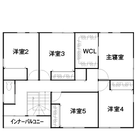 オーパス スタイル  【2000万円台/二世帯住宅/5LDK/40坪台/間取り図有】カリフォルニアスタイルのおしゃれなガレージハウス の間取り図（５ＬＤＫ）2階
