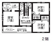 アイムの家　宮城 【本体1886万円・間取有】展示場が参考になった！アイデアをとりいれ、より自分たちらしい住まいが完成の間取り図（3LDK＋ロフト）２階