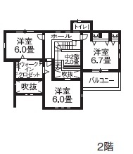 アイムの家　宮城 【本体価格2000万円】３つのファサードで表情豊かなこだわり外観。中二階の趣味スペースにワクワク！の間取り図（4LDK）２階
