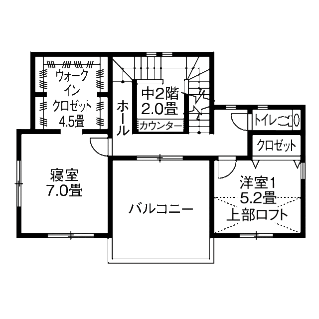 アイムの家　宮城 念願だった愛犬も加わって「家族を笑顔にする家」が実現の間取り図（3LDK）2階