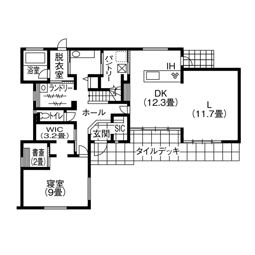 アイムの家　宮城 【3000～3500万円・間取り有】モデルハウスで得たアイデアを存分に活かした満足度の高い家の間取り図（5K以上）１階
