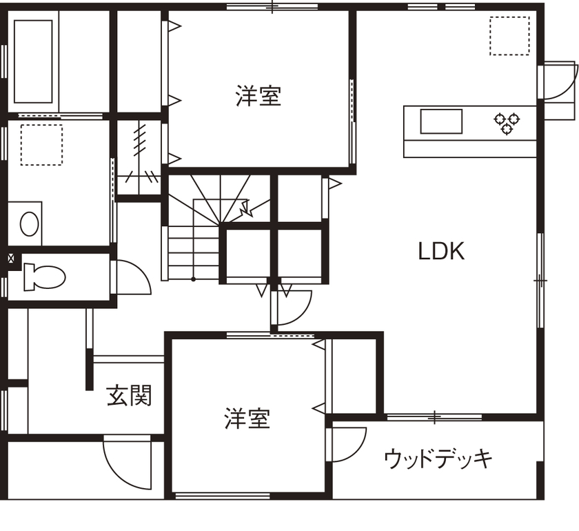 ナカミチホーム 【2000万円台/間取り図有/ペット/二世帯 】ペットと暮らす、こだわりの造作がたくさん詰まった二世帯住宅の間取り図（4LDK）1階