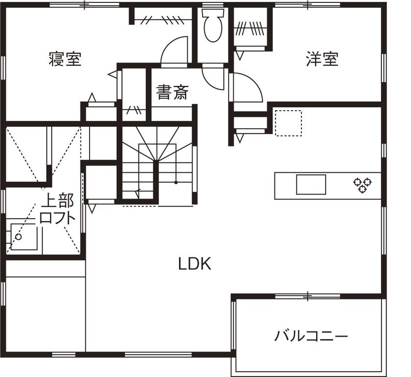 ナカミチホーム 【2000万円台/間取り図有/ペット/二世帯 】ペットと暮らす、こだわりの造作がたくさん詰まった二世帯住宅の間取り図（4LDK）2階