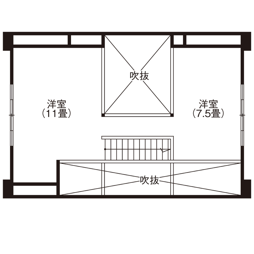 ナカミチホーム 【3000万円台/間取り図有/29坪】まるでログハウス。木のぬくもりに包まれた落ち着きのあるブリキの家の間取り図（2LDK）2階