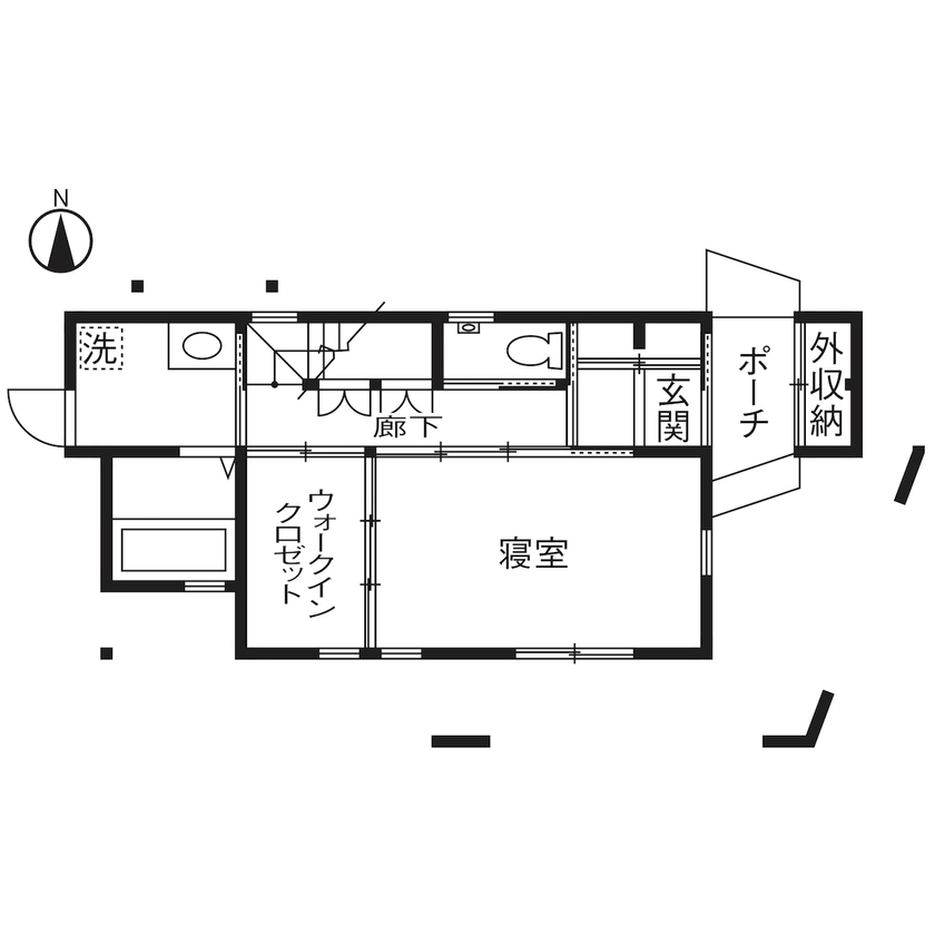 スタジオCoCo-Li 一級建築士事務所 【2000万円台|20坪台|間取|ロフト|バルコニー】無垢の床で素足が気持ち良い 子供の遊び心がくすぐられる家の間取り図（2LDK）1階