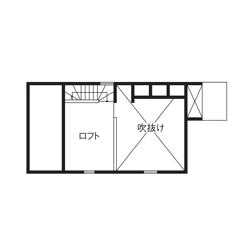 スタジオCoCo-Li 一級建築士事務所 【2000万円台|20坪台|間取|ロフト|バルコニー】無垢の床で素足が気持ち良い 子供の遊び心がくすぐられる家の間取り図（2LDK）小屋裏