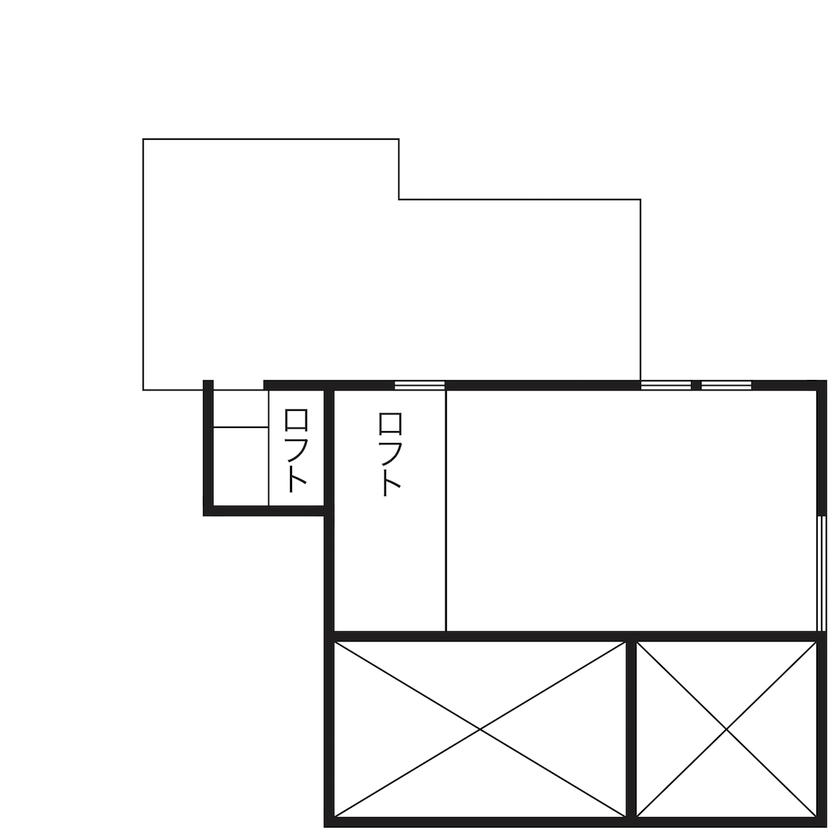 スタジオCoCo-Li 一級建築士事務所 【4000万円台/40坪台/間取り/バルコニー】秘密基地のような小屋裏、家庭菜園とみんなが楽しめる二世帯住宅の間取り図（3LDK+2LDK）小屋裏