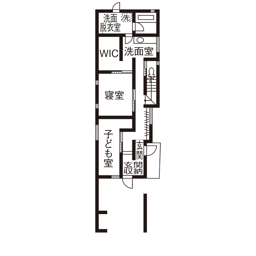 ATELIER YI:HAUS (アトリエイハウズ ） 【2000万円台/京都市内/細長敷地/3階建て/吹き抜け】日当たりのいいリビングや長いデスク。集いを楽しむ家の間取り図（2LDK）1階