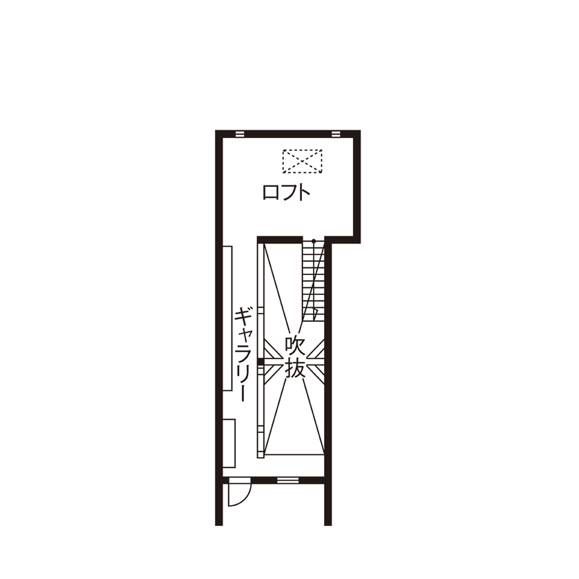 ATELIER YI:HAUS (アトリエイハウズ ） 【2000万円台/京都市内/細長敷地/3階建て/吹き抜け】日当たりのいいリビングや長いデスク。集いを楽しむ家の間取り図（2LDK）3階
