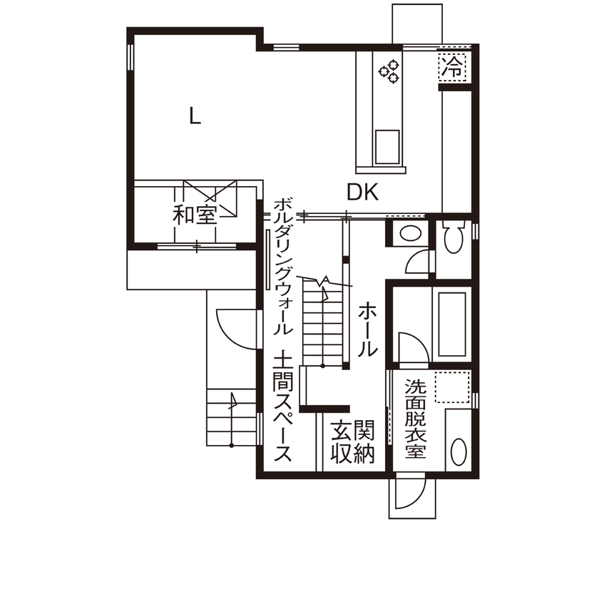 ATELIER YI:HAUS (アトリエイハウズ ） 【2000万円台/広い土間/間取り図有】20代夫婦がライフプランを立てて決意。土地探しから始めて理想の家をの間取り図（2LDK）１階
