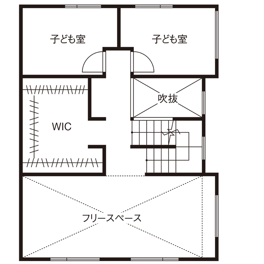 ATELIER YI:HAUS (アトリエイハウズ ） 【狭小地・パーケット・1階で完結】セカンドリビングのある家。メリハリをつけたプランで子育てを楽しむの間取り図（4LDK）2階