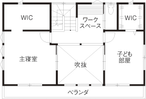 フジコーポレーション 木目の魅せ方にこだわる、素材を活かした癒しの空間の間取り図（2LDK）２階