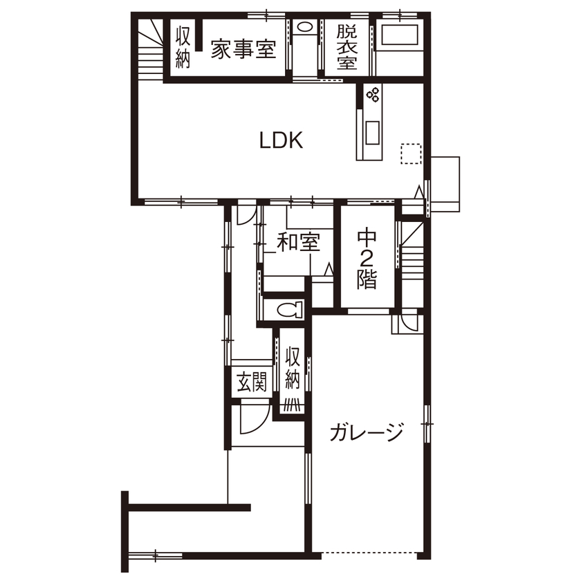 Lib Work 【3000万円台前半／ビルトインガレージ／4LDK】オーナーの夢を、ビルトインガレージで実現した家の間取り図（4LDK）1階