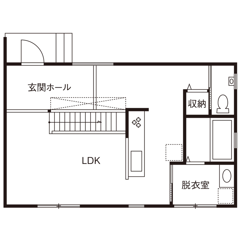 Lib Work 【熊本/吹き抜け/収納充実/間取り図あり】必要なものだけを選んで建てたシンプルだけど豊かな暮らしの間取り図（3LDK）1階