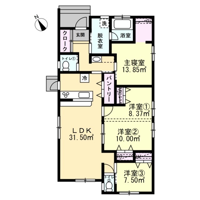Lib Work 【2000万円台前半／キューブ型/平屋/3LDK/間取り図あり】広々リビングが主役！間取りの工夫で収納も充実の間取り図（3LDK）1階