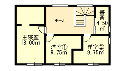 Lib Work 【2000万円台後半/カリフォルニアスタイル/子ども2人/熊本】極力壁をなくした開放感あるリビングのある家の間取り図（3LDK）2階