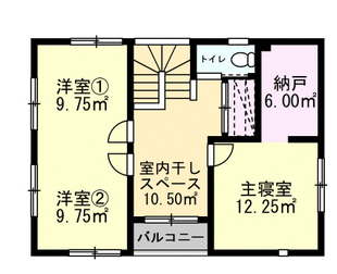 Lib Work 【2000～2499万円／2LDK】スキップフロアで空間を上手く活用。開放感たっぷりで、友人を招きたくなる家の間取り図（2LDK）2階