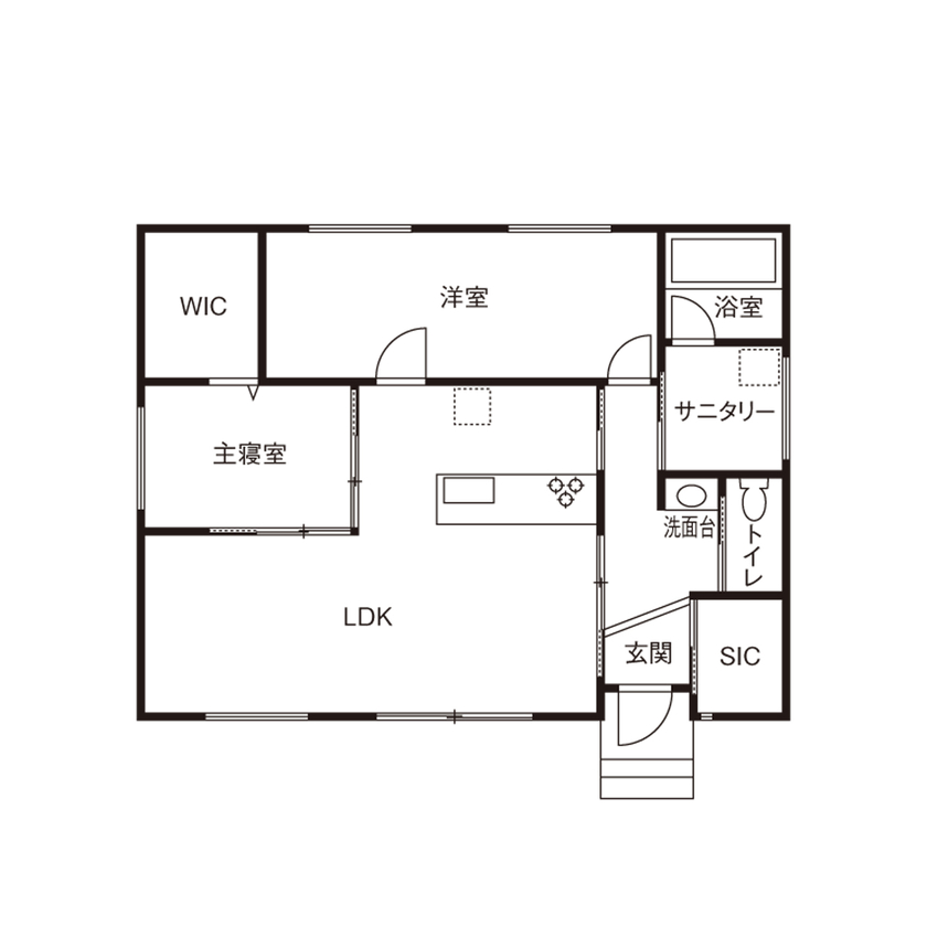 Lib Work 【2000万円台前半・平屋・2LDK・間取り図あり】開放感と統一感を大切に。好きな間取りを実現した平屋の間取り図（2LDK）1階