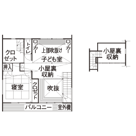 徳田工務店 【3000万円/48坪/間取り有】自然素材をふんだんに使った、3世代が心地よく暮らす家の間取り図（4LDK）2階