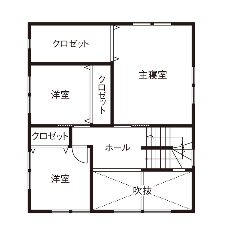 徳田工務店 【間取図有｜2500～2999万円｜4LDK＋小上がり｜小屋裏収納｜ZEH】木の温かみに包まれたフリーデザインの家の間取り図（4LDK＋小屋裏収納）2階