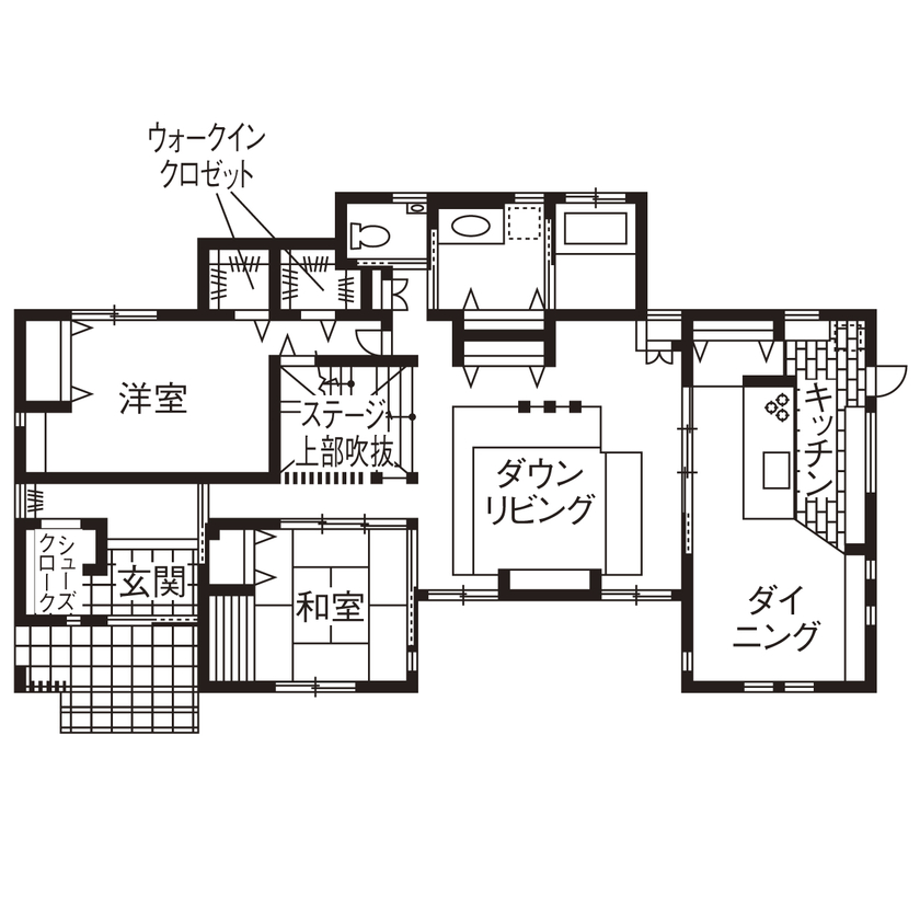ネクストイノベーション 【愛知県/2600万円台/40坪台/吹抜けLDK/長期優良住宅/間取り有】夏はウッドデッキがオシャレなビアガーデンの間取り図（4LDK）１階