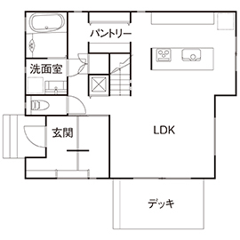 ネクストイノベーション 【東京都/1700万円/間取り】変形地に建つスタイリッシュモダンな住まい　家事ラク設計必見！ネクストハウスの間取り図（4LDK）1階