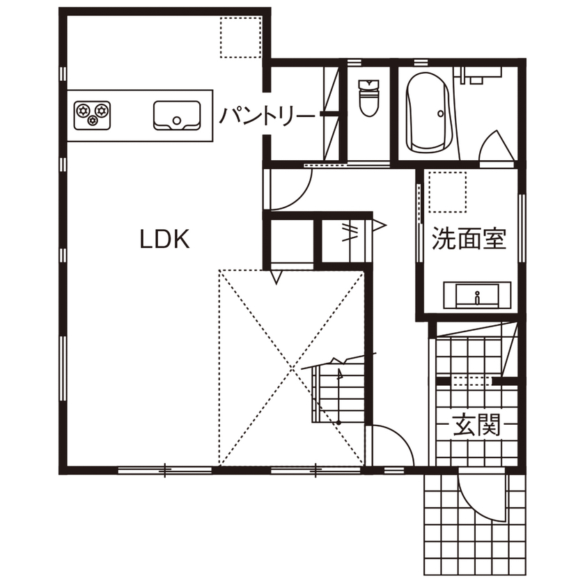 ネクストイノベーション 【2000万円台/30坪台/間取り掲載中/ピアノ室】吹き抜けの空間でも快適そのもの。クール＆モダンデザインの間取り図（3LDK）1階