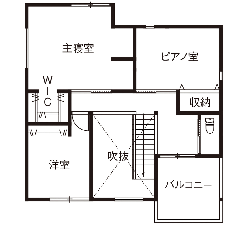 ネクストイノベーション 【2000万円台/30坪台/間取り掲載中/ピアノ室】吹き抜けの空間でも快適そのもの。クール＆モダンデザインの間取り図（3LDK）2階