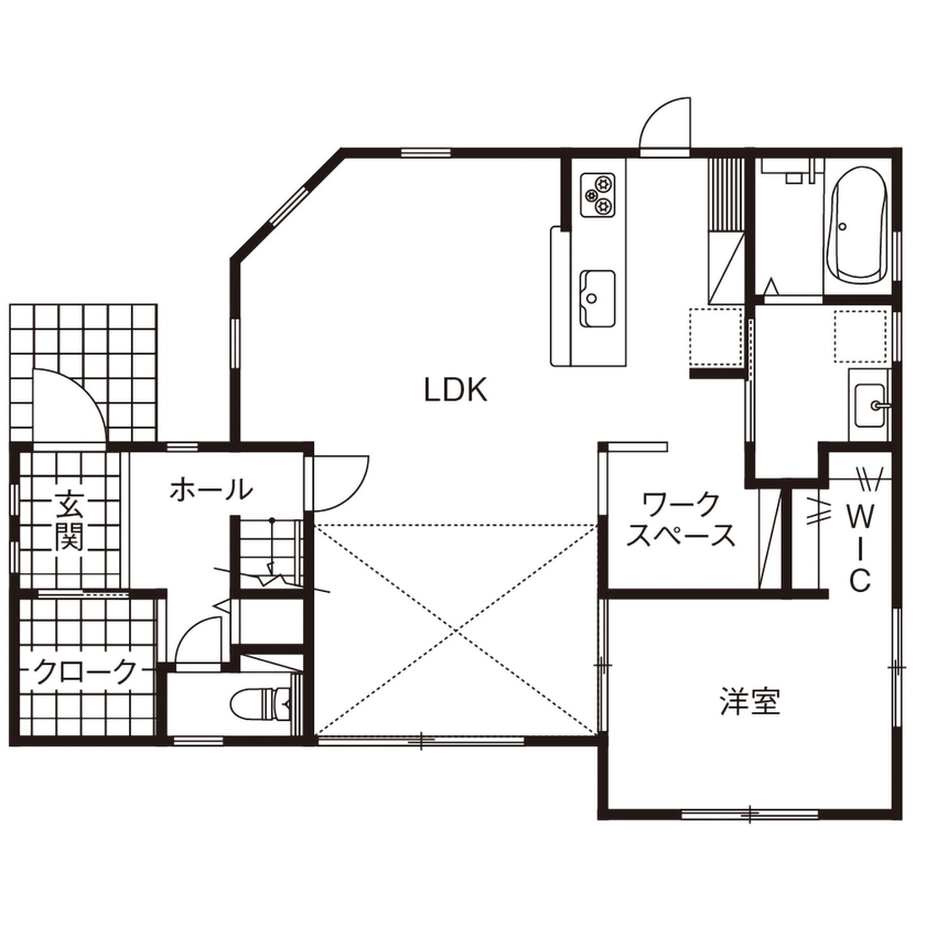 ネクストイノベーション 【2000万円台/30坪台】特別な毎日を楽しむ。パイン材の温もりに包まれたナチュラルカントリーの住まいの間取り図（3LDK）1階
