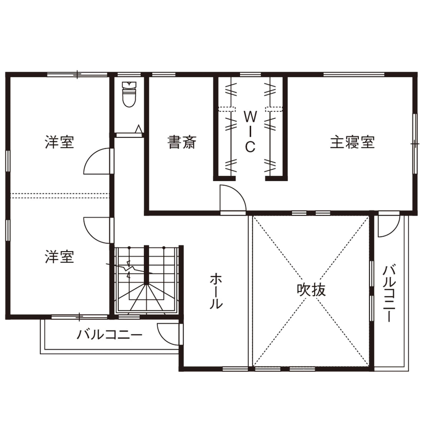 ネクストイノベーション 【2000万円台/30坪台】吹抜けと回遊動線が描く、開放感のあるホテルライクな住まいの間取り図（3LDK）2階