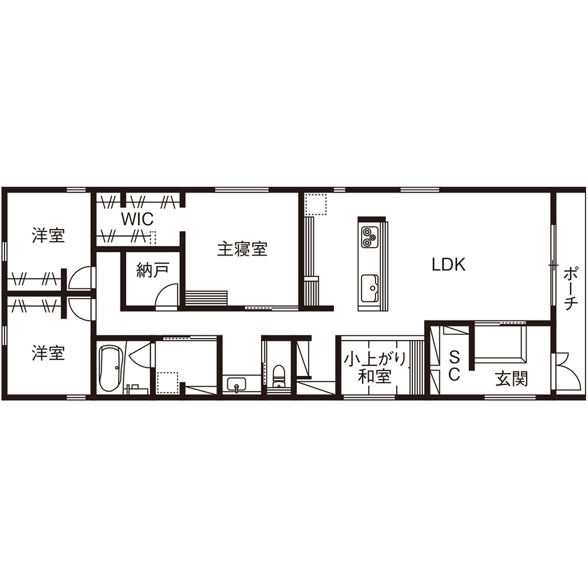 ネクストイノベーション 【2000万円台/30坪台】色味にこだわった上質な佇まいが魅力の平屋の間取り図（3LDK）1階