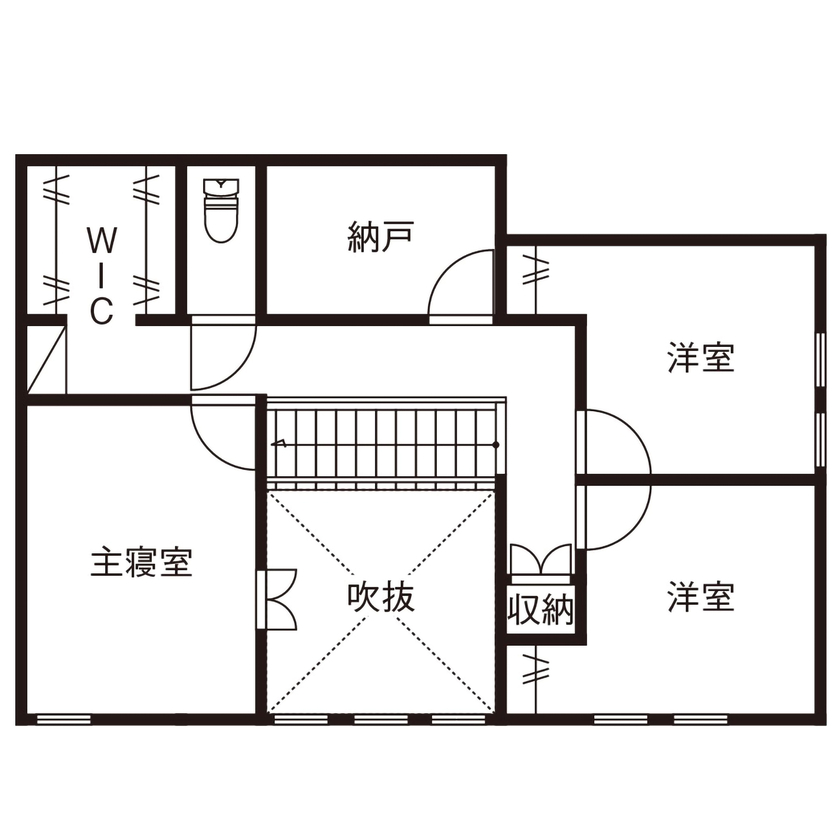 ネクストイノベーション 【3000万円台/30坪台】吹き抜けと快適動線で家族をつなぐ。一台のエアコンで家中が心地よいの間取り図（3LDK）2階