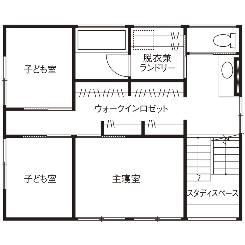 HOME CRAFT（ホームクラフト） 【愛知県｜30坪未満の２階建て】料理好き夫妻が建てた土間とスケルトン階段のある人の集まる家の間取り図（3LDK＋タタミコーナー）２階