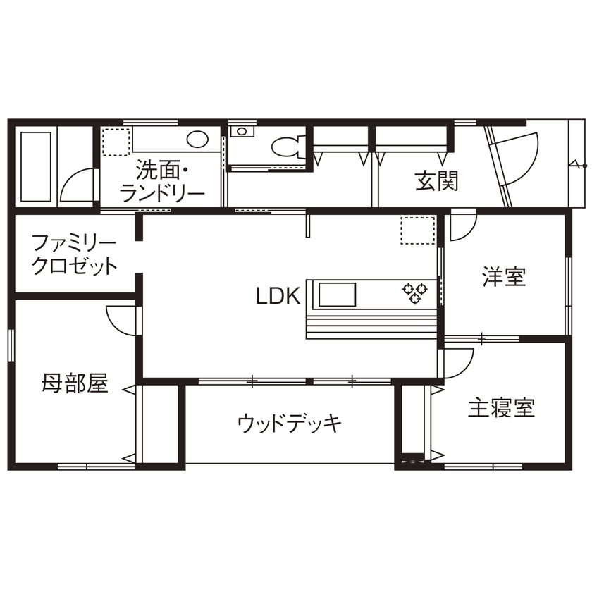 HOME CRAFT（ホームクラフト） 【三重県｜コンパクトな平屋】建築家デザインで叶った延床面積22坪の開放的で自分らしい暮らしの間取り図（3LDK）１階