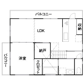 木と漆喰 十津川の家 高槻・池田住宅展示場 【1000万円台／間取り有り／東大阪市】広い縁側や土間のある「木と漆喰」の家。家族が集う広々空間の家の間取り図（2LDK）2階