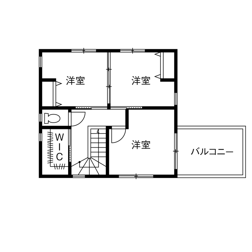 木と漆喰 十津川の家 高槻・池田住宅展示場 【1830万円/豊能郡/間取り図有り】太陽光発電+蓄電池込！子育て共働き夫婦の、家事ラク＆災害に備える家の間取り図（4LDK）2階