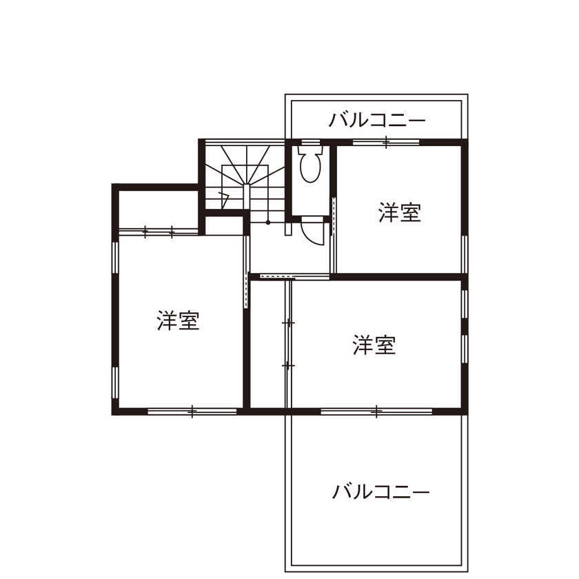 木と漆喰 十津川の家 高槻・池田住宅展示場 【2000万円台/間取り図有り/豊中市】将来的な介護も見据え、60代で建て替え。自然素材たっぷりの終の棲家の間取り図（4LDK）2階