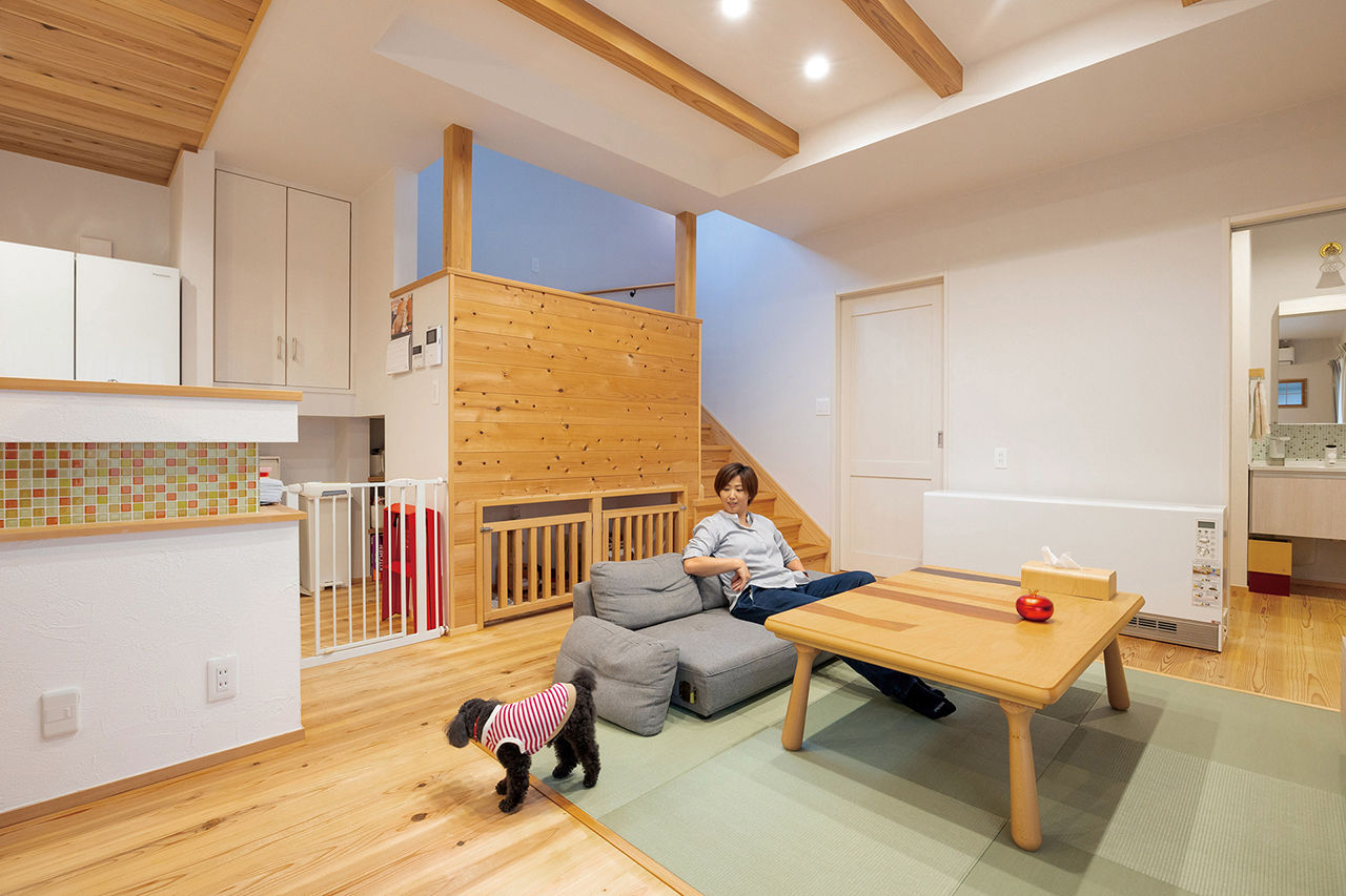 木と漆喰 十津川の家 高槻・池田住宅展示場 【2000万円台/間取り図有り/スキップフロア/高槻市】人にも愛犬にもやさしい「木とスイス漆喰」で建てた家の建築実例画像8