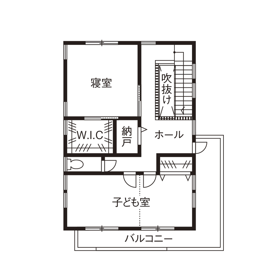 無垢Story 【2000万円台/カリフォルニア/40坪台/間取図有】潮風にさらされた風合いも造作。アウトドアスタイルのお家の間取り図（3LDK）2階