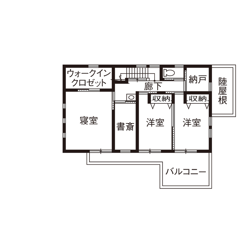 無垢Story 【二世帯住宅】厳選した自然素材と職人の造作家具に癒されるカフェにいる居心地の家｜間取り図有の間取り図（5K以上）2階