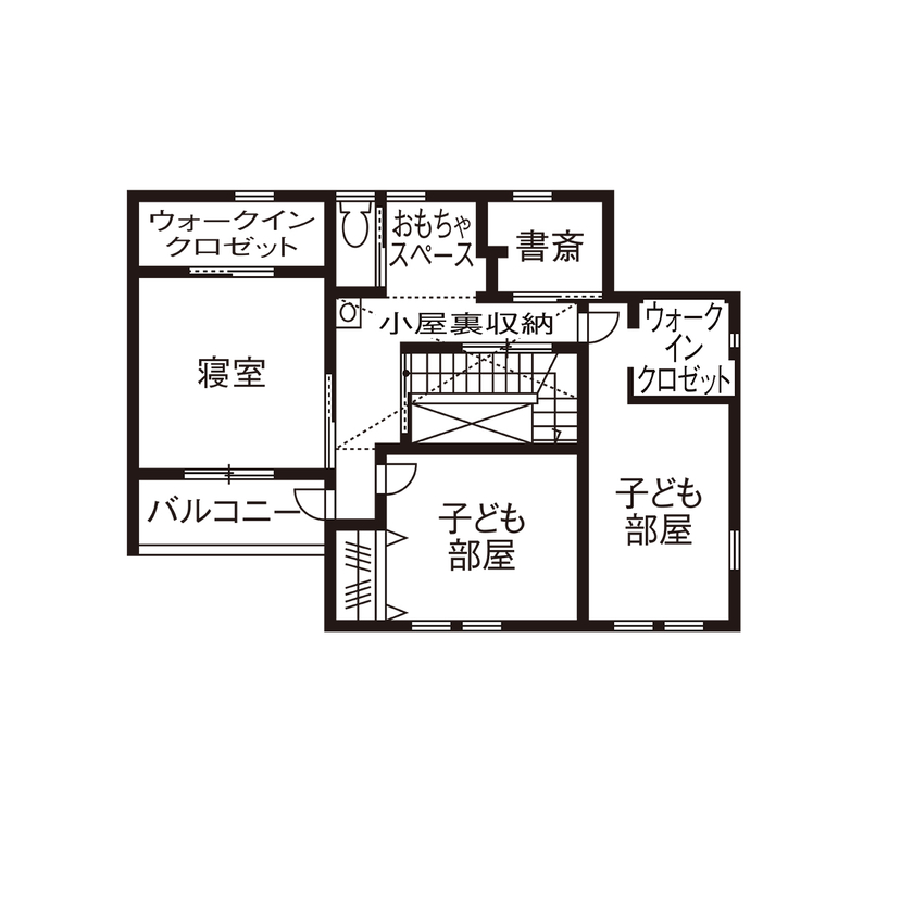 無垢Story 【和モダン×二世帯】落ち着いた和の風情と薪ストーブのぬくもりに癒される、カフェみたいな家｜間取り図有の間取り図（5K以上）2階